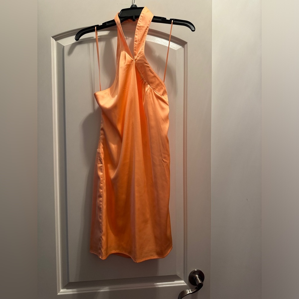 Orange high neck dress